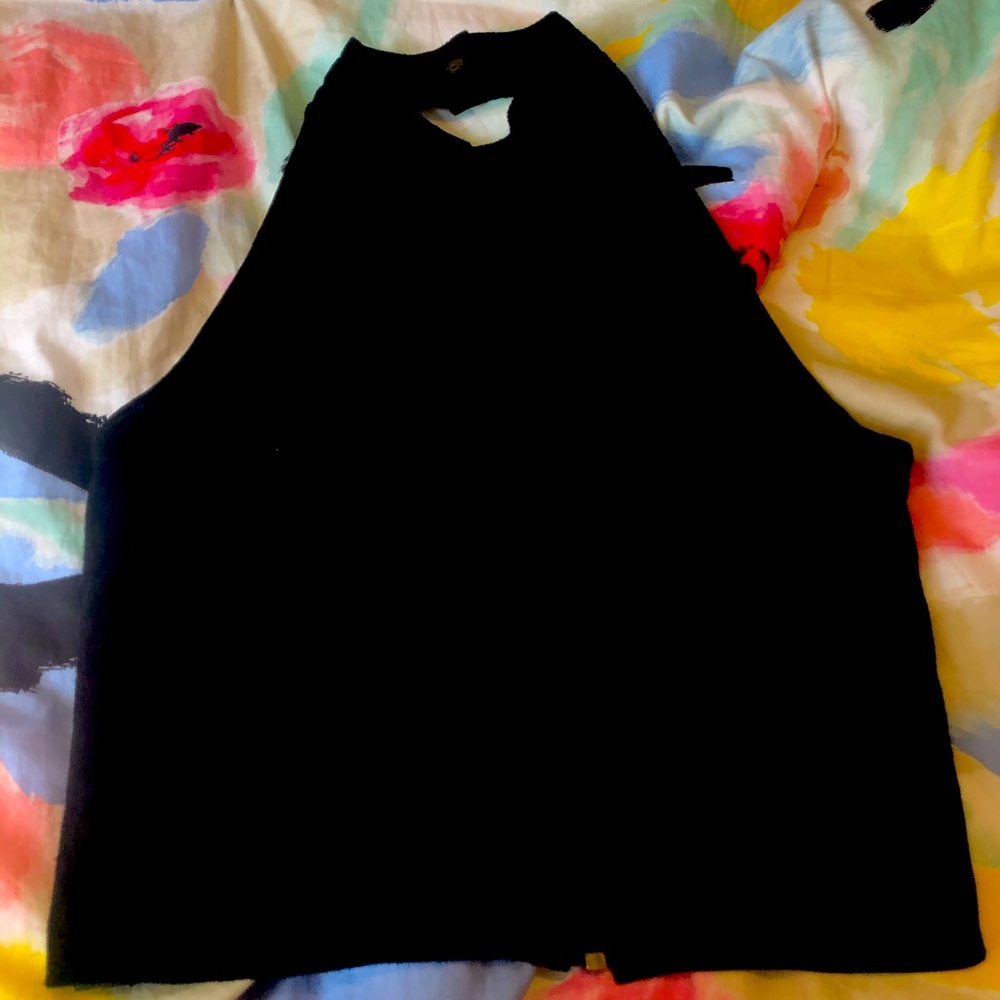 Pellissimo Australia black zip crop top peep back